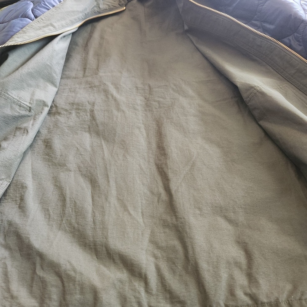 J.Crew Military Liner Inspired Quilted Puffer Hooded Size XS Olive Green Layered - Picture 13 of 16